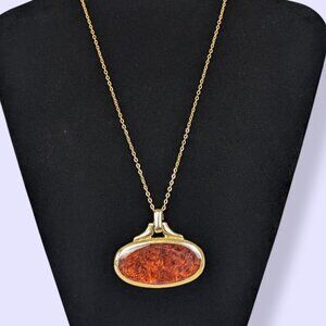 Vintage Amber Cabochon Pendant